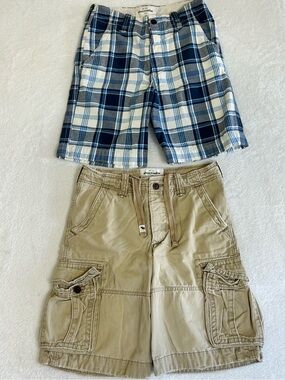 Abercrombie Kids Boys Shorts Size 16 Blue Beige Lot Of 2